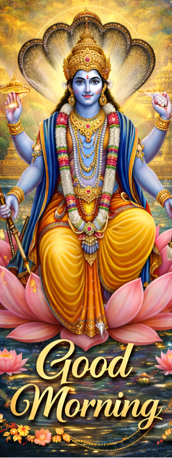 Losrd Vishnu god photo with Good Morning Wishes